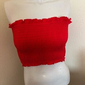 Vibrant Red Ruffled Crop Top